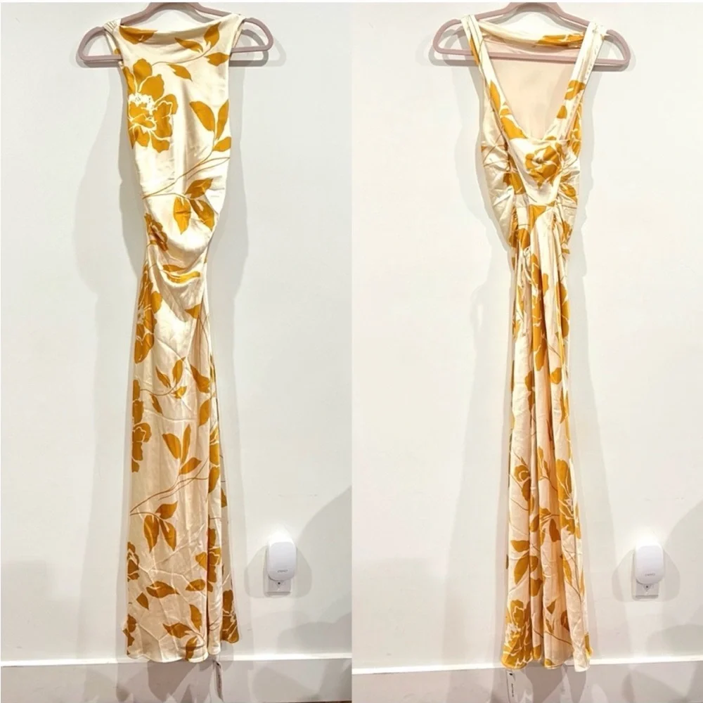NEW size 2 Reformation Anaiis Silk Maxi Dress in Maracuya - Picture 3 of 5